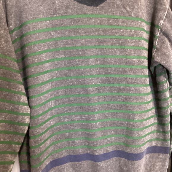 1659. Men’s Trademark Grey & Green Striped Hoodie EUC Size Large - Picture 3 of 4